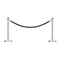 Montour Line Stanchion Post and Rope Kit Pol.Steel, 2 Ball Top1 Black Rope C-Kit-2-PS-BA-1-ER-BK-PS